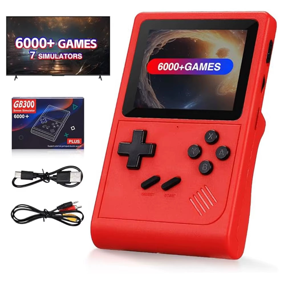 GB300 Portable Handheld Game Player 3.0 Inch Screen TV Video Game Console AV Output Retro Game Console Built-In 8G 6000+ Games