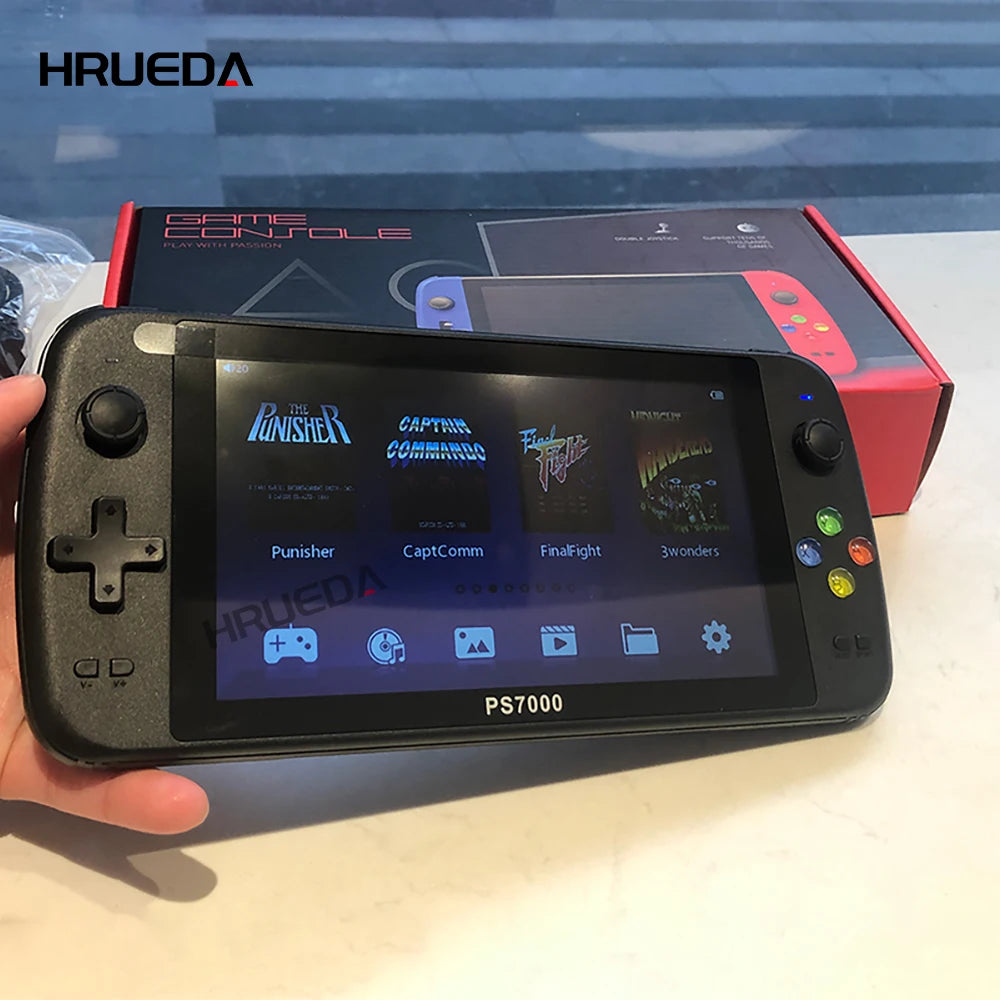 PS7000 7 Inch HD Retro Portable Handheld Video Game Console 6000+ Games Handheld Game Player Consola for PS1